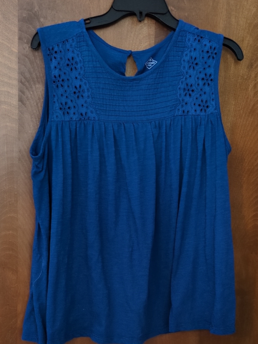 St. John's Bay Royal Blue Sleeveless Crochet Yoke Tank